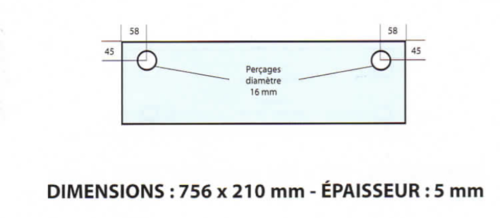 Vitre de four BONGARD L756 x H210 mm 2 trous (VF1)