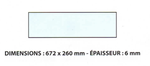 Vitre de four BONGARD L672 x H260 mm pleine (VF8)