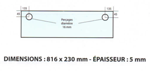 Vitre de four BONGARD L816 x H230 mm 2 trous (VF42)