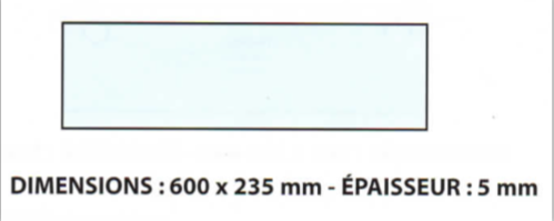 Vitre de four TIBILETTI ou IBT  L600 x 235 mm pleine (VF48)