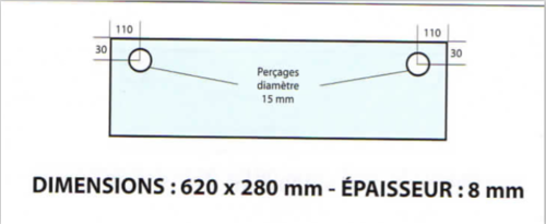 Vitre de four POLIN L620xH280 mm 2 trous (VF53)
