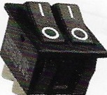 Interrupteur double unipolaire non lumineux à touche basculante pour découpe 30,2 x 22,2 mm