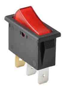 Interrupteur à touche basculante pour découpe 30,2 x 11,1mm unipolaire lumineux Rouge lampe 230V