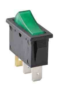 Interrupteur à touche basculante pour découpe 30,2 x 11,1mm unipolaire lumineux Vert lampe 230V