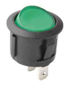 Interrupteur poussoir lumineux Vert ampoule 230 V pour découpe diamètre 20 mm